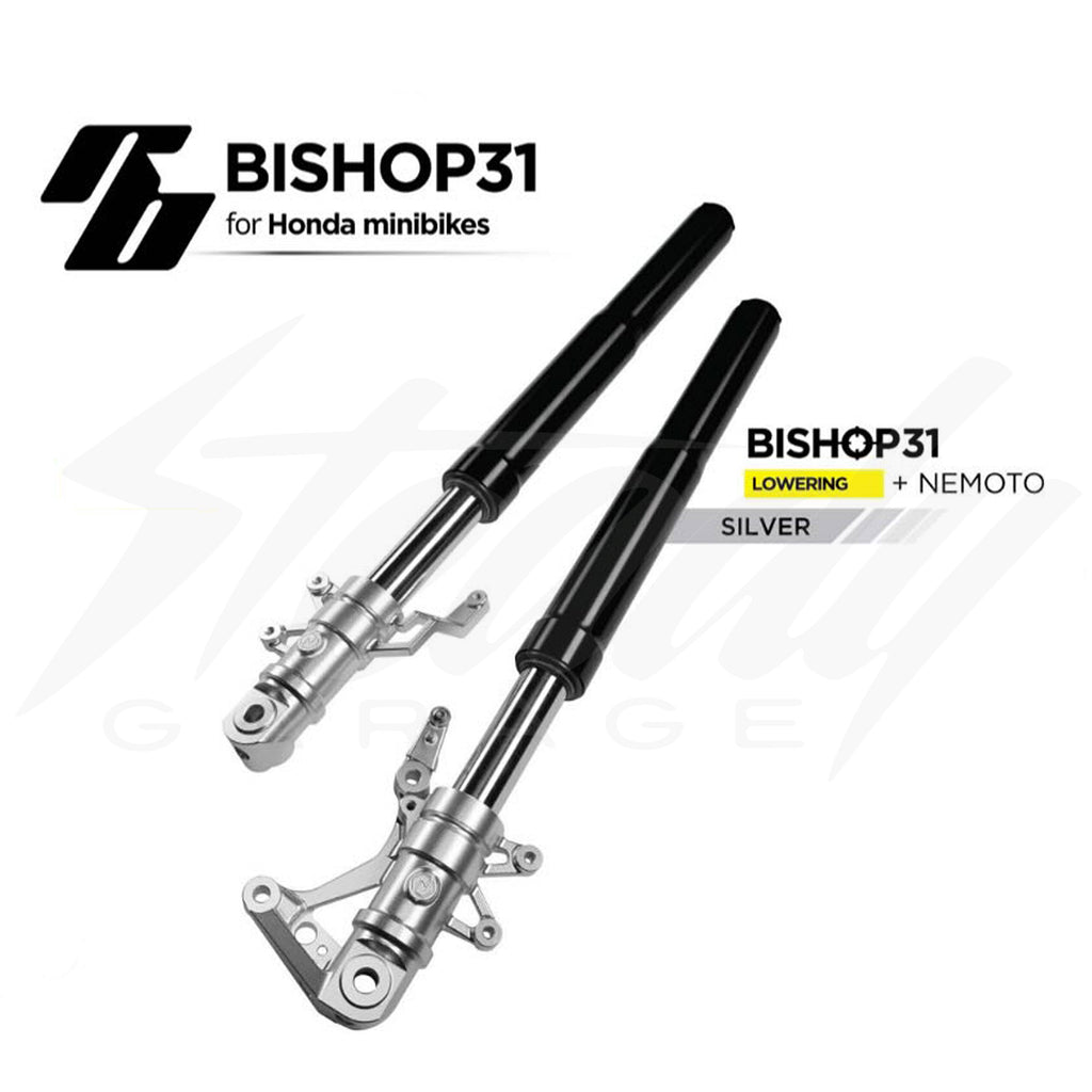 RacingBros BISHOP31 COMPLETE FRONT FORKS - LOWERED HEIGHT - HONDA GROM, MONKEY, DAX 125