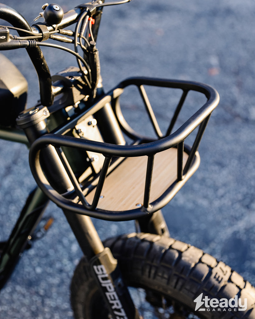 Integrated best sale handlebar basket