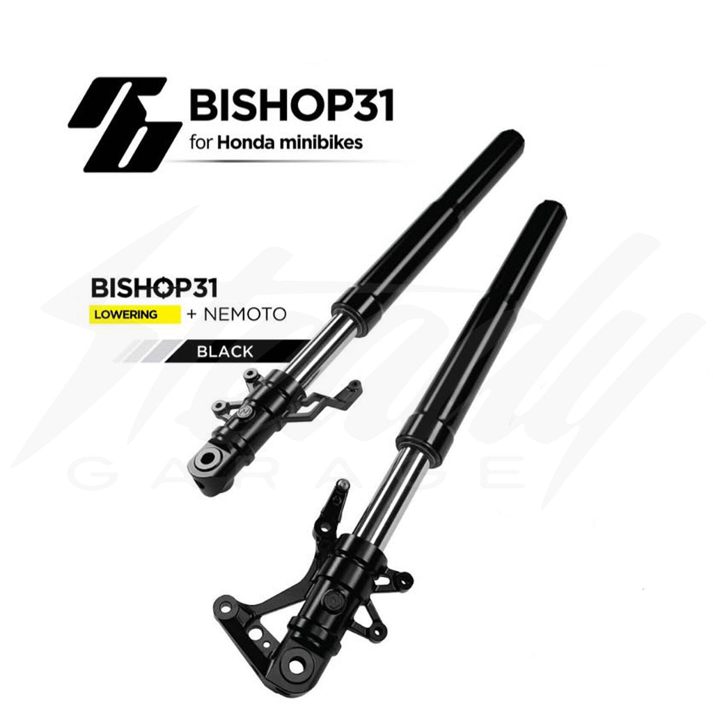 RacingBros BISHOP31 COMPLETE FRONT FORKS - LOWERED HEIGHT - HONDA GROM, MONKEY, DAX 125