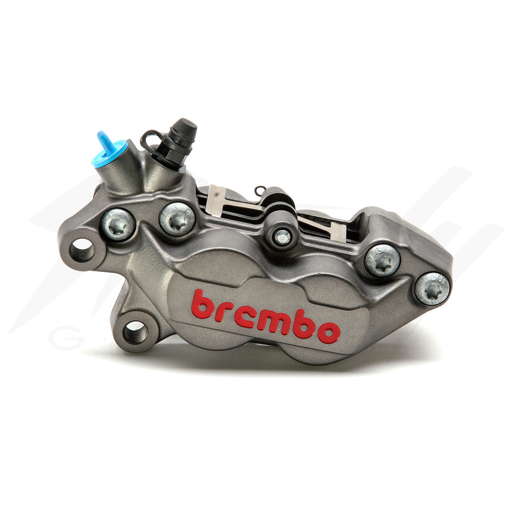 Brembo 4 Piston Brake 4P Caliper Left Side - Titanium with Red Brembo ...