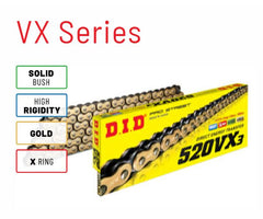 DID 520VX3 X-Ring Gold Chain - 130 Link – Steady Garage