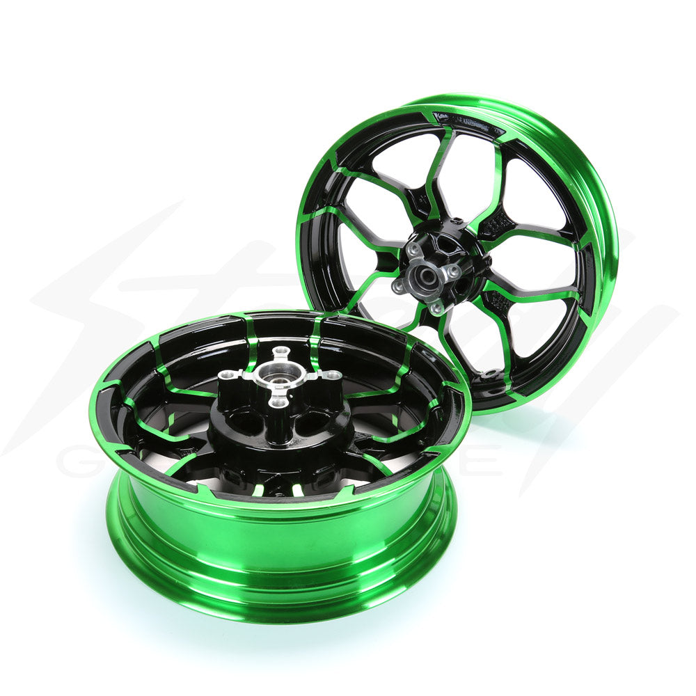 Kuni Phat Star Kawasaki Z125 Rim Wheel Set - Black/Green